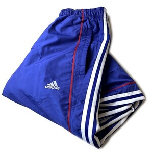 激レア! 00s 日本製 adidas アディダス 日韓W杯 2002年 日本代表 サッカー ナイロン トラックパンツ ジャージ ブルー 青 L メンズ グッズ