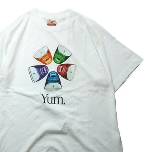 アップルマニアに! 90s Apple Macintosh iMac 98年 スケルトン Yum. ロゴ プリント 半袖 Tシャツ ホワイト 白 S メンズ 古着 希少