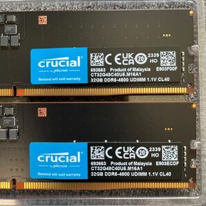 Crucial 32GB×2(64GB)デスクトップ用メモリ DDR5-4800の画像1