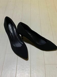 パンプス ブラック 靴 黒 スエード フォーマルパンプス