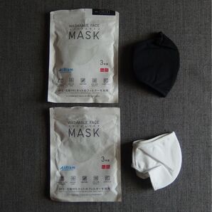 ユニクロ エアリズム マスク ブラック1枚 ホワイト1枚 ふつう Lサイズ 開封済みですが未使用！