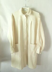 １）ハンドメイド・生成木綿ビッグシャツ・ポケット付き・着丈８５ｃｍ