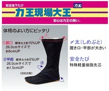 在庫処分につき超格安！未使用品／樹脂先芯入り 安全地下足袋 地下たび 〆太 しめぶと ふくらはぎの大きいサイズ 27.0cm 紺 12枚 安全たび_画像1