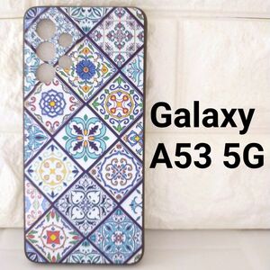 【残り２点】Galaxy A53 5G　ケース　カバー　青タイル