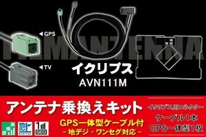 GPS一体型アンテナ & アンテナケーブル & GPSフィルムアンテナ セット イクリプス ECLIPSE DTVF01 同等品 AVN111M 用 地デジ