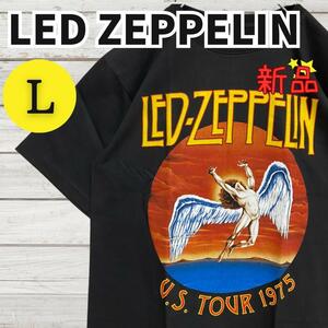 ★新品未使用★レッドツェッペリン LED ZEPPELIN バンドTシャツ 半袖 ロックTシャツ コットン プリント ブラック 黒 Lサイズ 2356