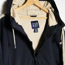 90's ギャップ GAP 2トーン ナイロン アノラックパーカー (XXL) 紺×タン系 プルオーバー フード 袖サイン 90年代 旧タグ オールド 青タグ_画像7