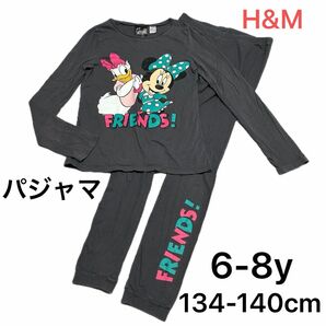 【中古】H&M エイチアンドエム 長袖パジャマ上下セット キッズ ミニー＆デイジー 130〜140cmディズニー 女の子8-10Y