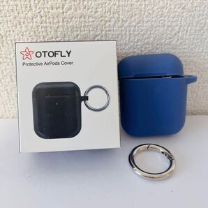 送料無料AirPods 第一/第二世代 シリコンケース 紺 ネイビー 蓋一体型 イヤホンケース