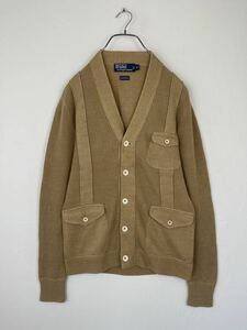 698 海外物 ヴィンテージ Ralph Lauren ラルフローレン コットン リネン スプリング ニット カーディガン サイズ S表記/M-ML相 実寸参照