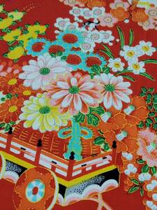 Обратное решение 900 иен ☆ Римейк ☆ Старая ткань ☆ Античная работа ☆ ручка работа ☆ чистый шелк nishikasa kimono ☆☆ Материал ремесленного изделия 35㎝ × 130㎝