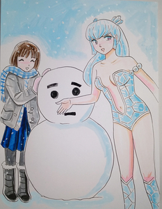 Art Auction illustration dessinée à la main, Bonhomme de neige Urusei Yatsura Oyuki, des bandes dessinées, produits d'anime, illustration dessinée à la main