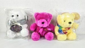 ケイジェイアイ タカシマヤ オリジナル ラブ ベア 3点 セット 白 ピンク 黄 高島屋 LOVE BEAR KJI★人形 ぬいぐるみ【中古】F