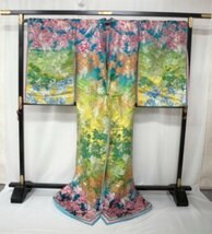 貸衣装処分品　0593　婚礼　色打掛　和装　花嫁衣装　ブルー・グリーン　花々（中古）_画像5