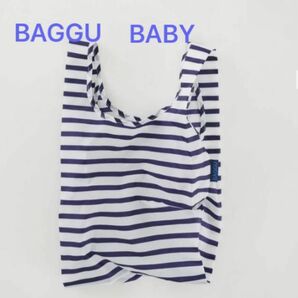 新品未使用　エコバッグ BAGGU BABY ベビーバグゥ バグー ホワイト×ネイビー