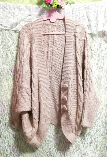 Pink beige knit sweater cardigan, ladies fashion & cardigan & medium size