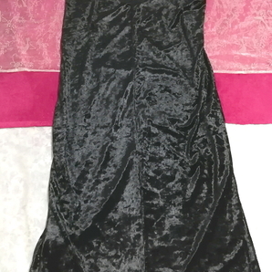 黒ブラックベロアネグリジェキャミソールワンピース Black velour long negligee camisole dress