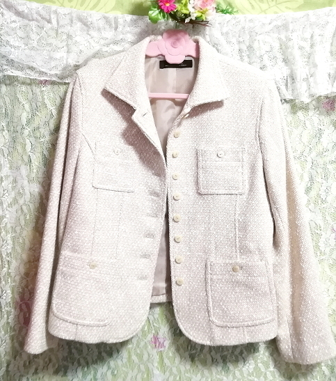 white pink cardigan coat cloak outerwear, coat, coat in general, m size