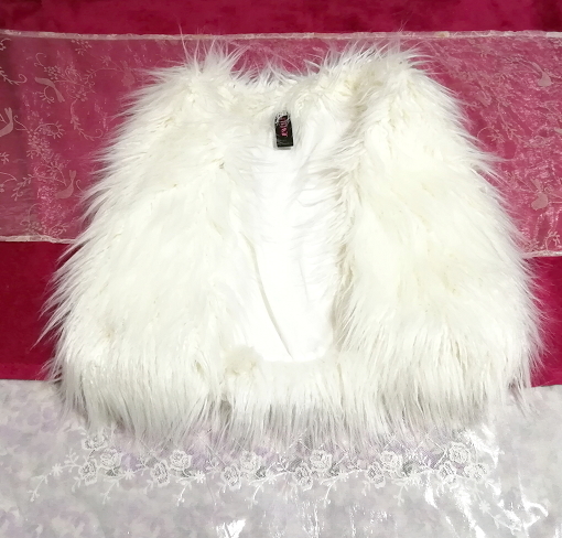 Cárdigan mini chaleco blanco esponjoso haori, moda para damas, cárdigan, talla m