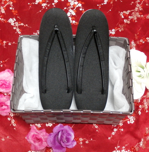 chaussures noires unies, des sandales, vêtements japonais, vêtements japonais pour femmes, kimono, obtenir un, des sandales, taille m