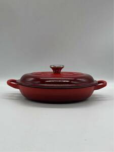 【美品】LE CREUSET ルクルーゼ 両手鍋 オーバル 22cm シルバーツマミ