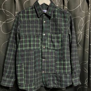 junya watanabe man 縮絨 ウール 再構築 パッチワーク ネルシャツ size S ジュンヤワタナベマン コムデギャルソン AD2007