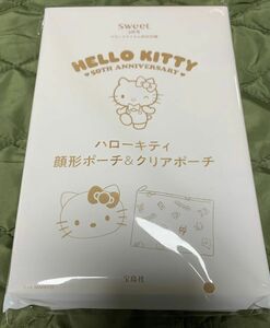 Sweet 3月号　付録　ハローキティ　顔形ポーチ&クリアポーチ　HELLO KITTY 50TH ANNIVERSARY 