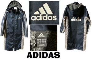  новый товар такой же . Adidas adidas sportsline * с изнанки флис & двусторонний украшение * bench пальто * темно-синий *150