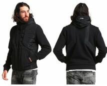 ●極美品〜DIESEL ディーゼル メンズ 中綿ジャケット スウェット パーカー 黒 サイズXL 即納 即決 55DSL ダウン ブラックゴールド●329_画像2