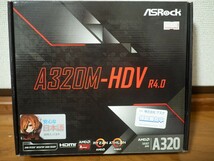 Asrock A320M-HDV R4.0 AM4マザーボード AMD A6-9500 CPUメモリ4GB セット 動作品_画像2