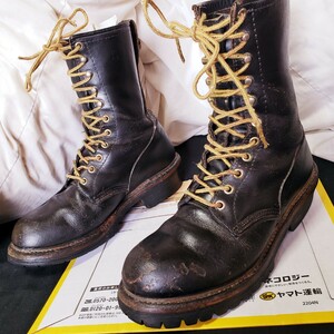 PT91 茶芯 ヴィンテージ REDWING レッドウィング 2218 LOGGER boots ロガー ブーツ vintage 皮革 leather レザー Black 黒 ブラック 米国製