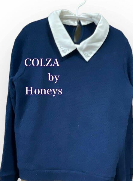 COLZA byHONEYS 2ウェイ　紺色　薄手セーター　トップスL 付け襟　ネイビー 長袖 
