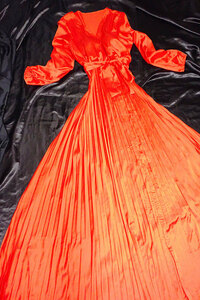  lustre satin nylon .... color pleat dress large size orange 