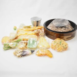 未使用 ざるそば 蕎麦 天ぷら盛り合わせ 薬味 食品サンプル 20点 実物大 展示 ディスプレイ 天ぷら15種 HO268