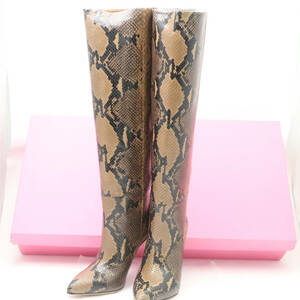  beautiful goods PARIS TEXAS Paris teki suspension boots 24cm Sune -ks gold pattern heel long lady's AT75C