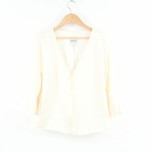 ARMANI COLLEZIONI Armani cardigan 40 silk other eggshell white feather woven short sleeves thin lady's AO1664A42