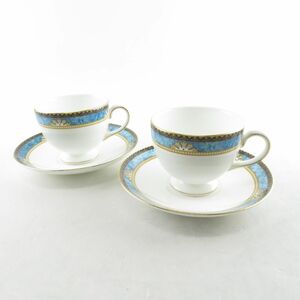 美品 WEDGWOOD ウェッジウッド カーゾン カップ＆ソーサー 2客 ペア ティー コーヒー リー SO1090F