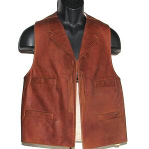 「未使用品」TRUE WEST OUTFITTERS メンズウエスタンレザーベスト サイズ S