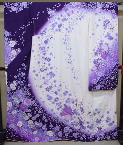 [..]31A secondhand goods silk long-sleeved kimono purple white series Sakura ... length 170.65.5 large size tall size 