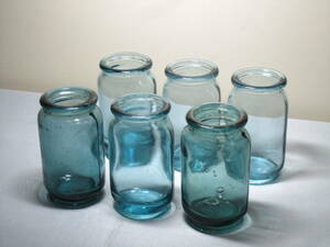 古いガラス瓶　佃煮　瓶詰　同じ形　空き瓶　６個セット　気泡ありの瓶あり　同じ形ですが少し色が違います　昭和レトロ