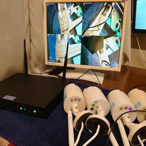 監視、防犯カメラ NVR ワイヤレスカメラ4台 モニターセット HDD２T ＩＰカメラ 防水 ライブ配信 良品 03の画像1