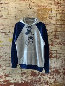 ~80s MICKEY MOUSE PRINTED SWEAT PARKA ヴィンテージ ビンテージ ミッキーマウス スウェットパーカー 2トーン 70s アメカジ ディズニー