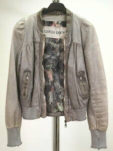 GIORGIO BRATOjoru geo blato lady's vintage processing leather jacket 38 ash Italy made 