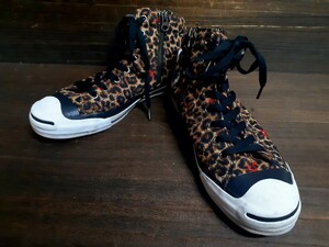 ロックンロールロカビリースタイルCONVERSEジャックパーセル豹柄×音符ZIPハイカット