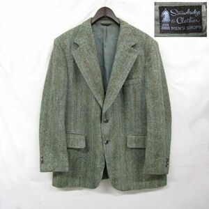 60s USA製 Vintage サイズ？ Harristweed ウール テーラード ジャケット ヘリンボーン グリーン ハリス ツイード 古着 ビンテージ 3MA2020