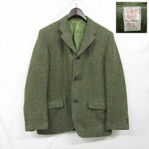 60s USA製 サイズ不明 Harris tweed ウール テーラード ジャケット ブレザー グリーン ハリス ツイード 古着 ビンテージ 3MA2508