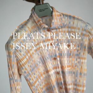 pleats please issey miyake プリーツ チェック 総柄 半袖シャツ ジャケット 3 プリーツプリーズ イッセイミヤケ ベージュ 白