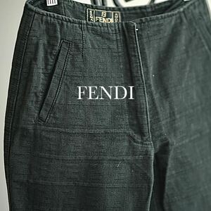 FENDI ズッカ柄 ジャガード織 ブラック デニム パンツ イタリア製 フェンディ 26 ビンテージ 