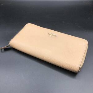 N)◎COACH/コーチ 長財布 メンズ レディース ベージュ系 ブランド ウォレット 札入れ 小銭入れ コインケース◎I3013