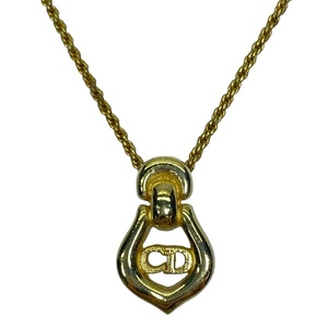 Christian Dior ディオール ネックレス ペンダント アクセサリー ジュエリー 小物 CD ロゴ メタル ゴールド